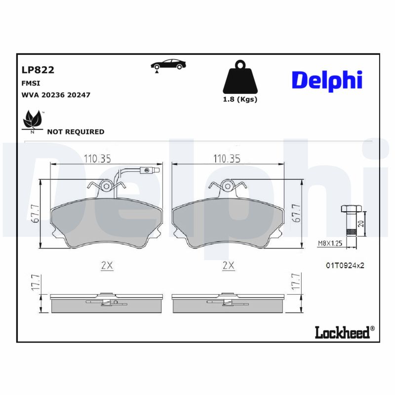 DELPHI Bremseklodser lp822 for RENAULT