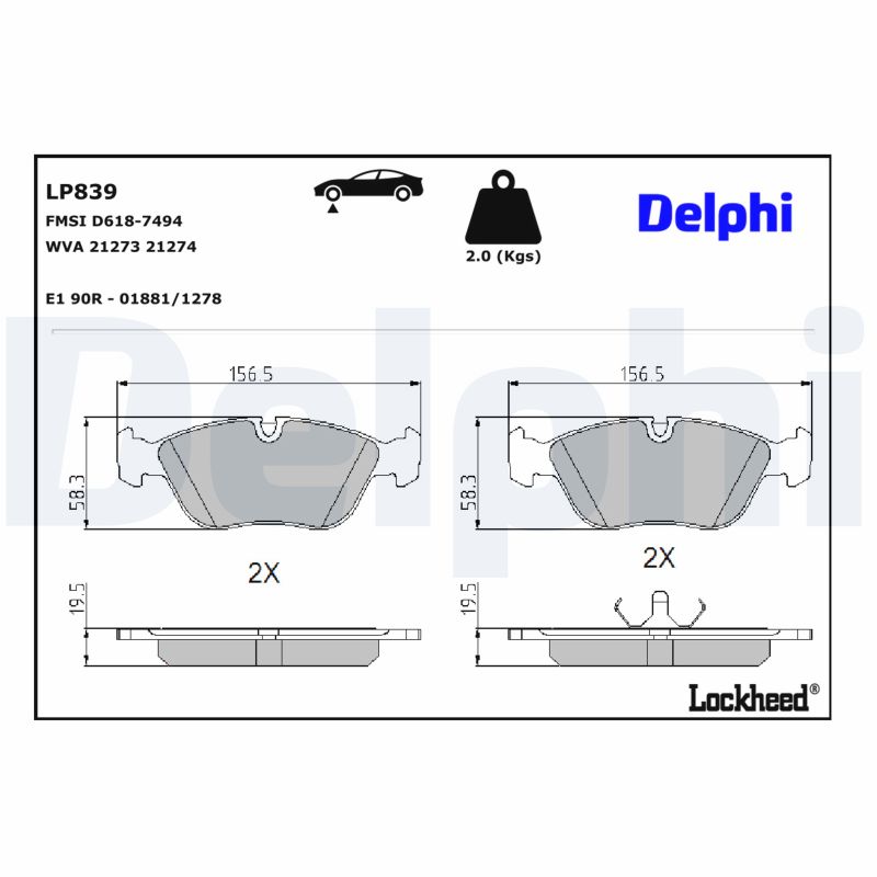 DELPHI Bremseklodser lp839 for VOLVO