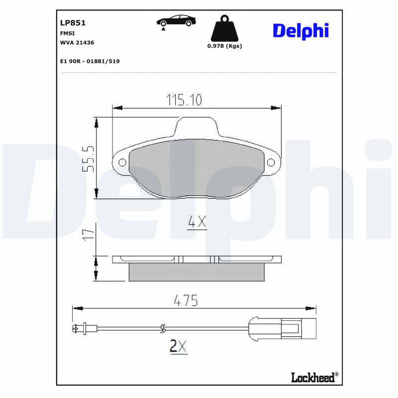 DELPHI Bremseklodser lp851 for LANCIA FIAT