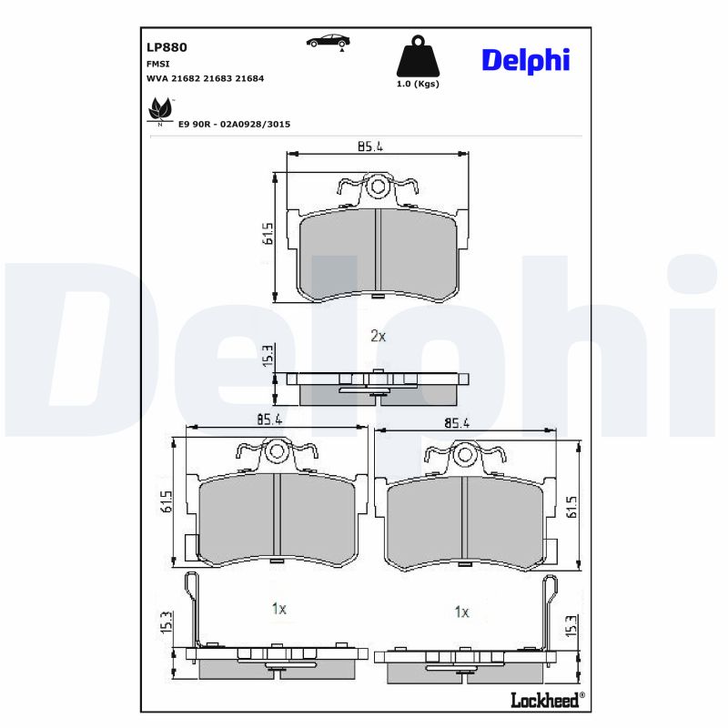 DELPHI Bremseklodser lp880 for ROVER