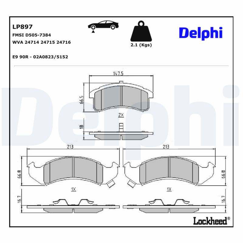 DELPHI Bremseklodser lp897 for CHEVROLET OLDSMOBILE CADILLAC BUICK