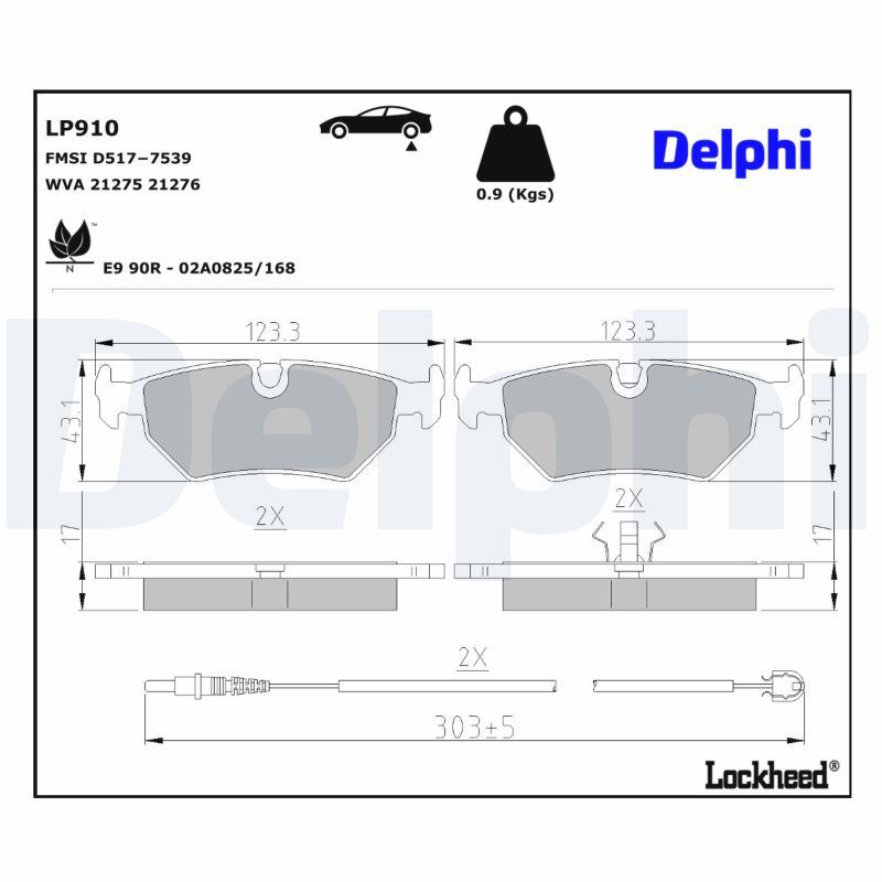 DELPHI Bremseklodser lp910 for PEUGEOT CITROËN LANCIA
