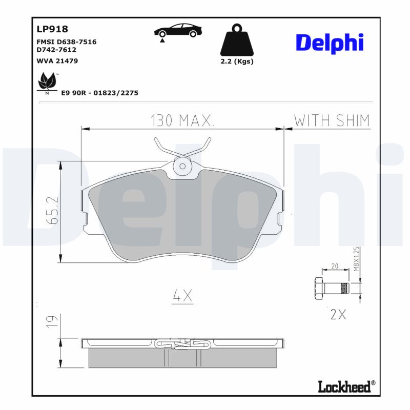 DELPHI Bremseklodser lp918 for VW
