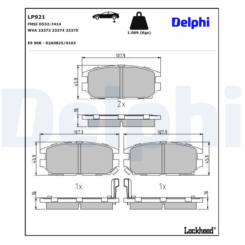 DELPHI Bremseklodser lp921 for DODGE MITSUBISHI