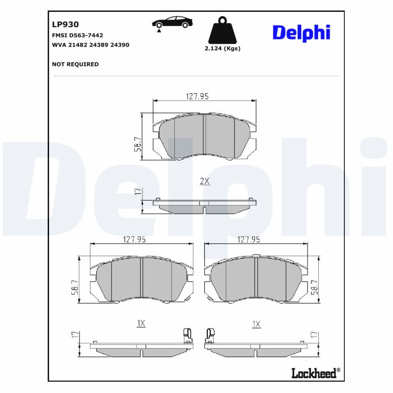 DELPHI Bremseklodser lp930 for SUBARU