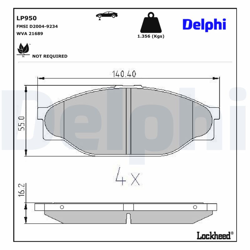DELPHI Bremseklodser lp950 for TOYOTA