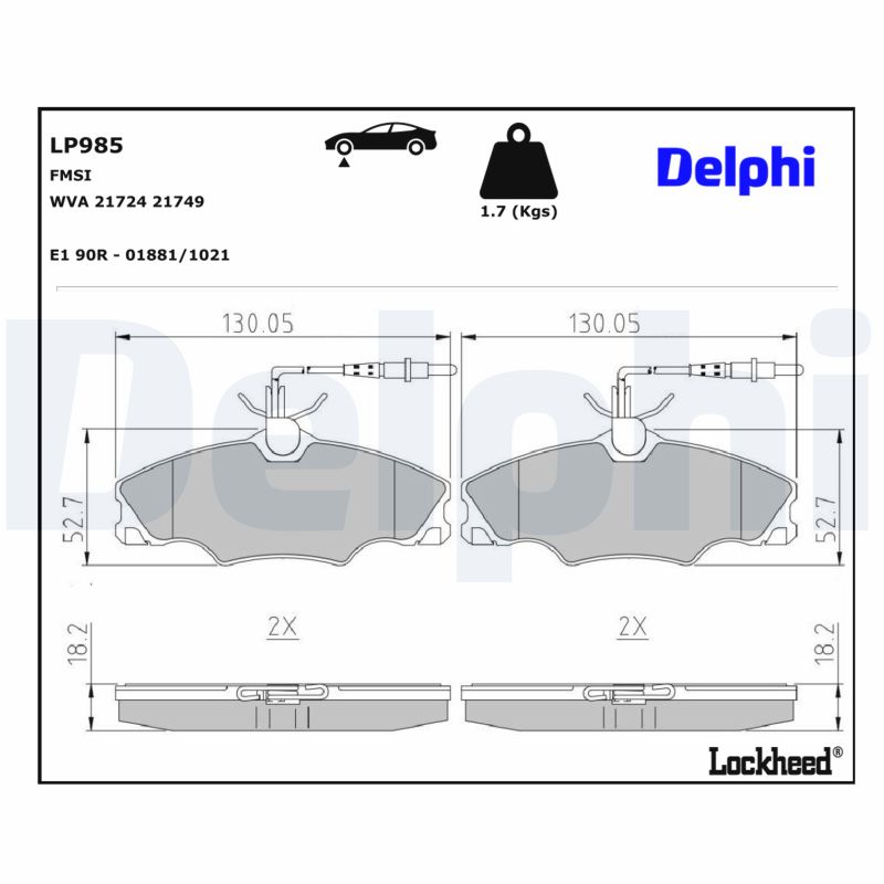 DELPHI Bremseklodser lp985 for PEUGEOT