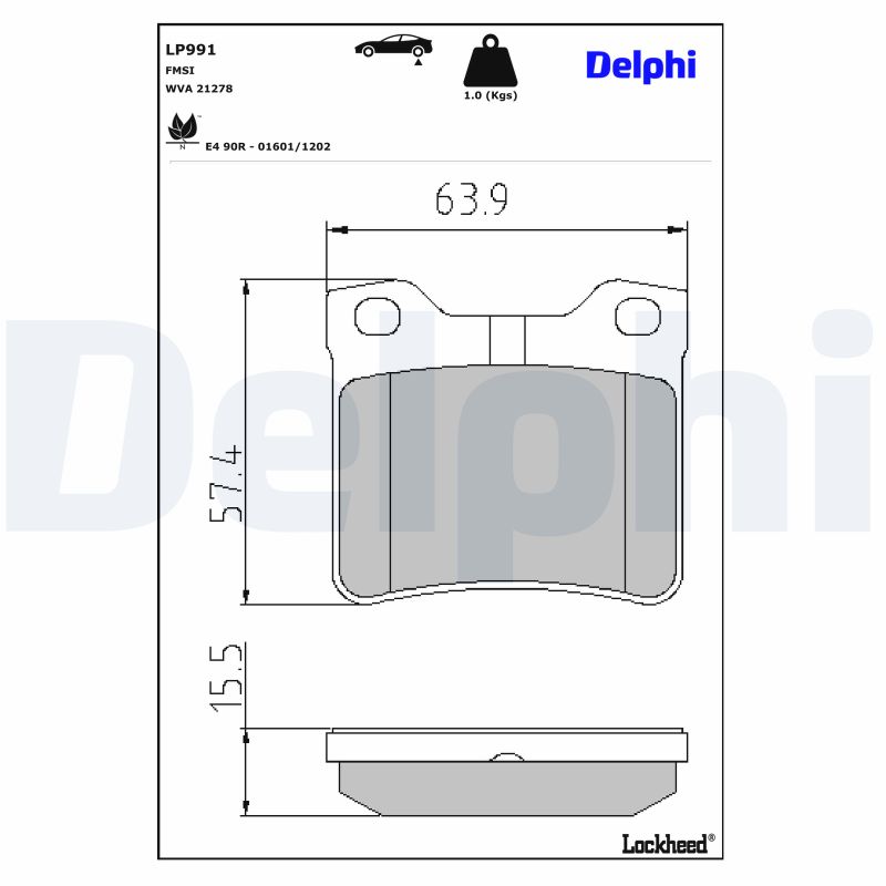 DELPHI Bremseklodser lp991 for PEUGEOT