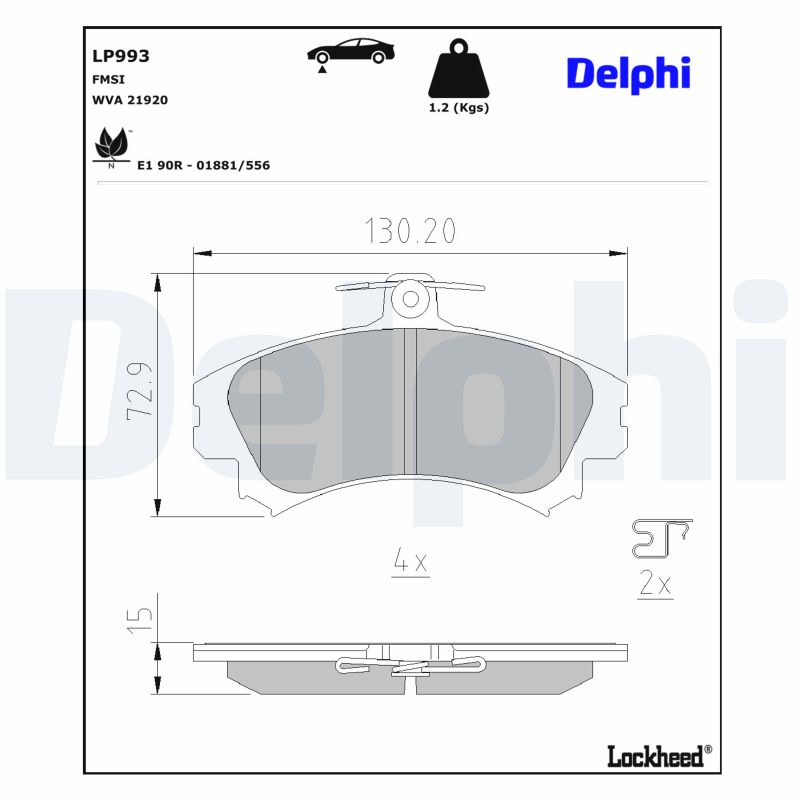 DELPHI Bremseklodser lp993 for VOLVO MITSUBISHI PROTON