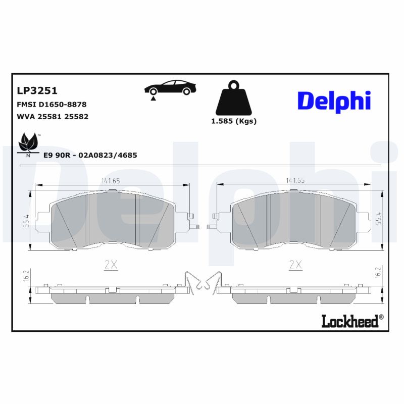 DELPHI Bremseklodser lp3251 for NISSAN