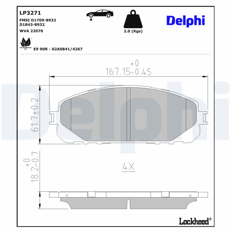 DELPHI Bremseklodser lp3271 for JEEP