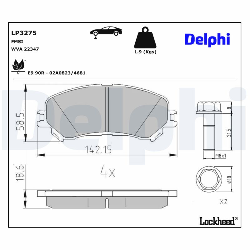 DELPHI Bremseklodser lp3275 for RENAULT