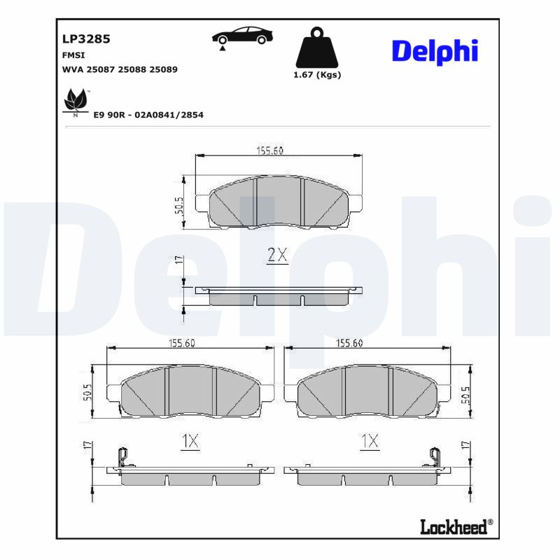 DELPHI Bremseklodser lp3285 for NISSAN