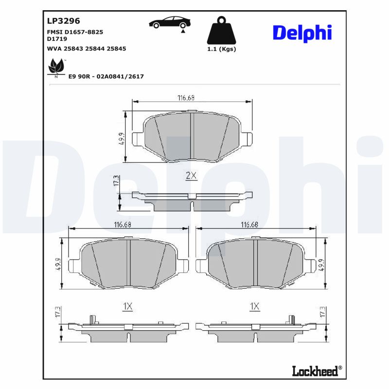 DELPHI Bremseklodser lp3296 for DODGE VW