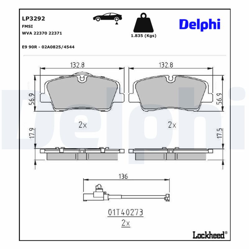DELPHI Bremseklodser lp3292 for HYUNDAI