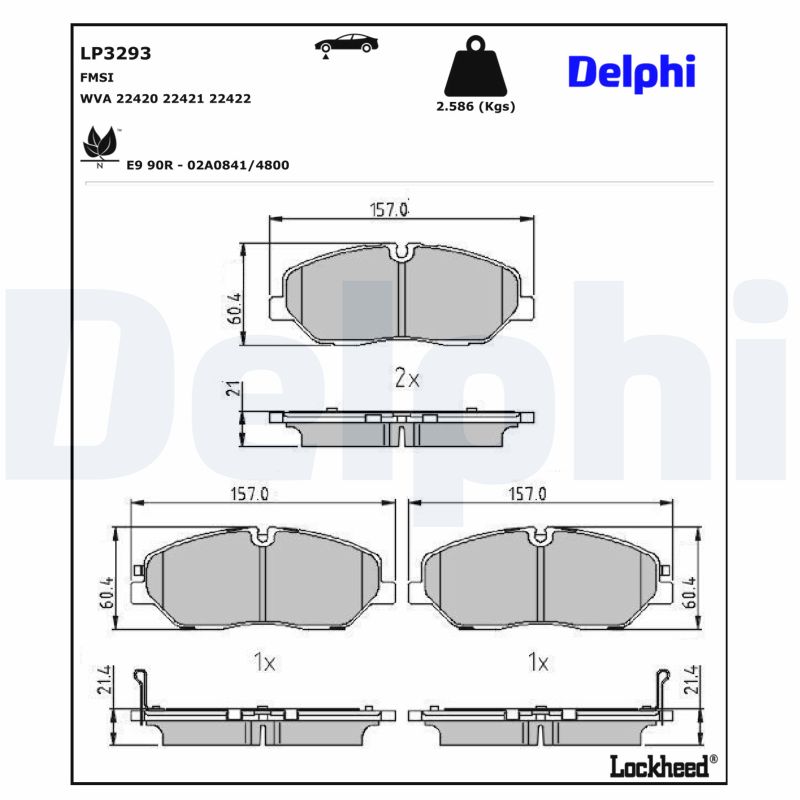 DELPHI Bremseklodser lp3293 for HYUNDAI