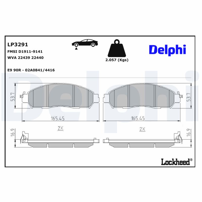 DELPHI Bremseklodser lp3291 for NISSAN RENAULT