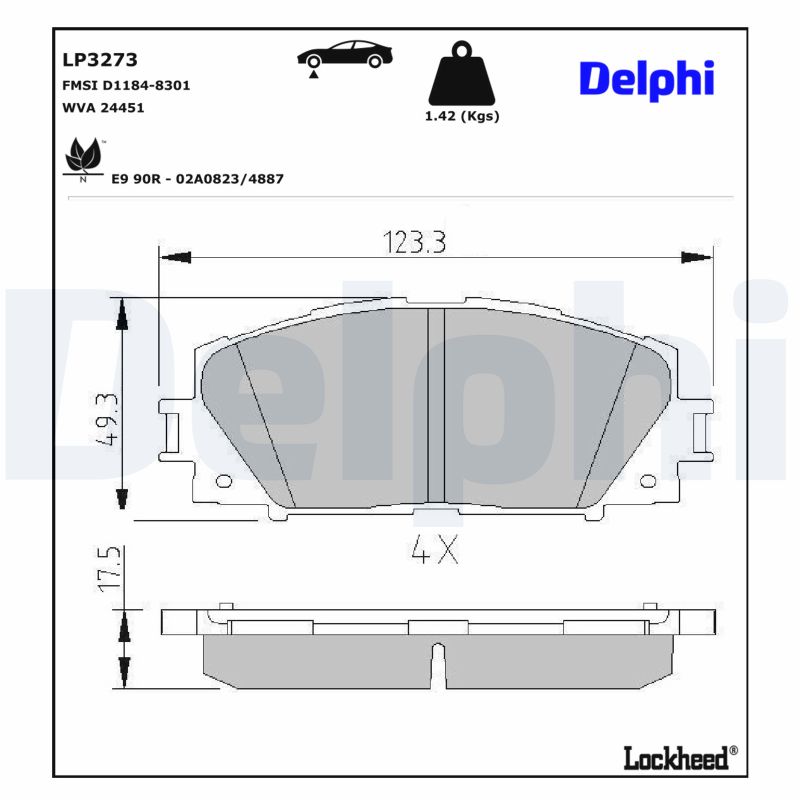 DELPHI Bremseklodser lp3273 for TOYOTA