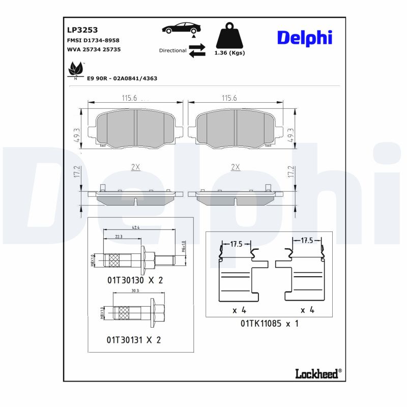 DELPHI Bremseklodser lp3253 for JEEP