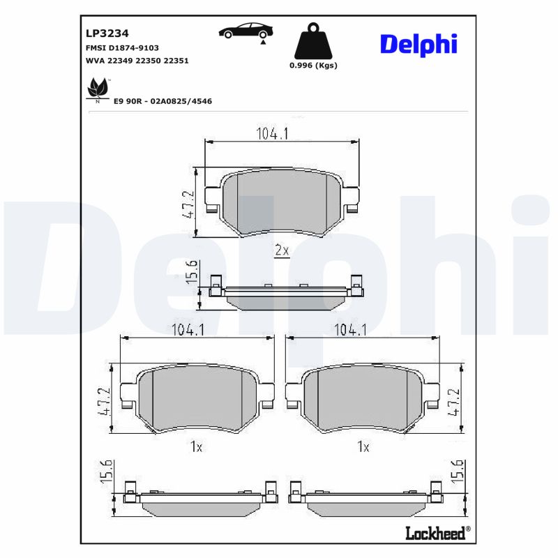 DELPHI Bremseklodser lp3234 for MAZDA
