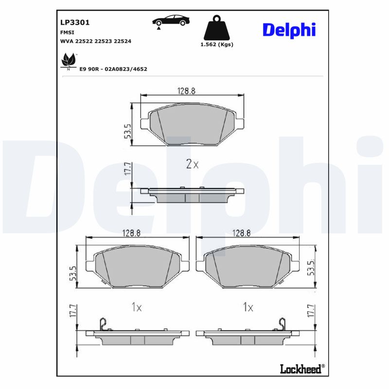 DELPHI Bremseklodser lp3301 for OPEL VAUXHALL