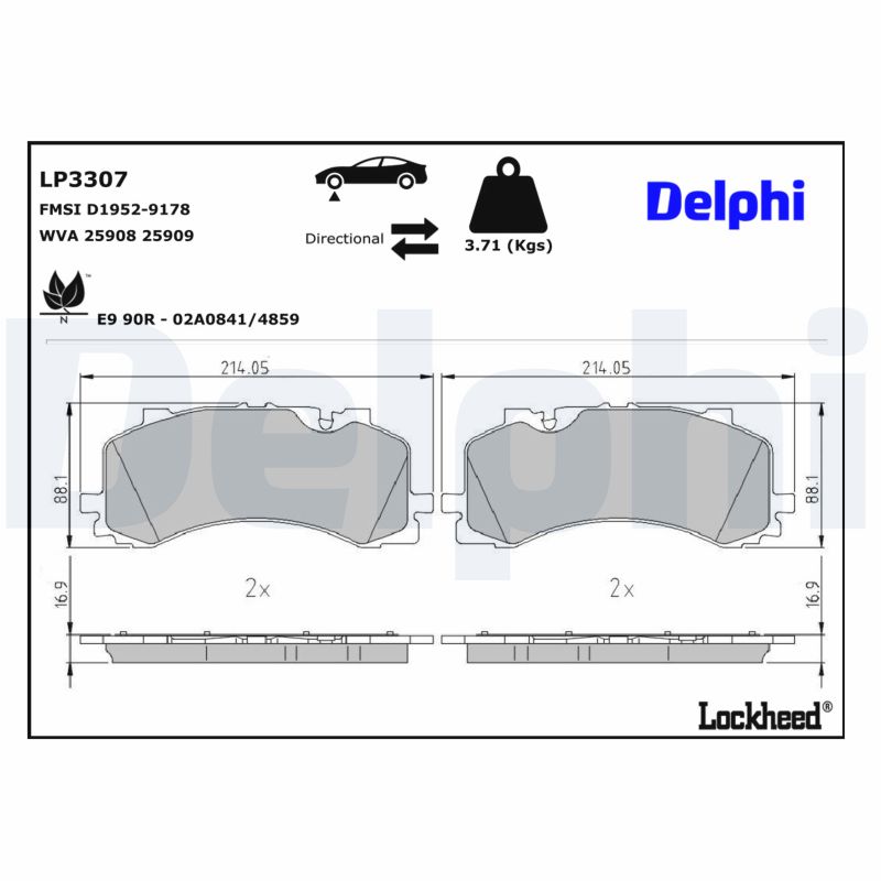 DELPHI Bremseklodser lp3307 for AUDI VW
