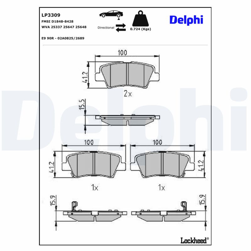 DELPHI Bremseklodser lp3309 for GEELY SSANGYONG KIA HYUNDAI