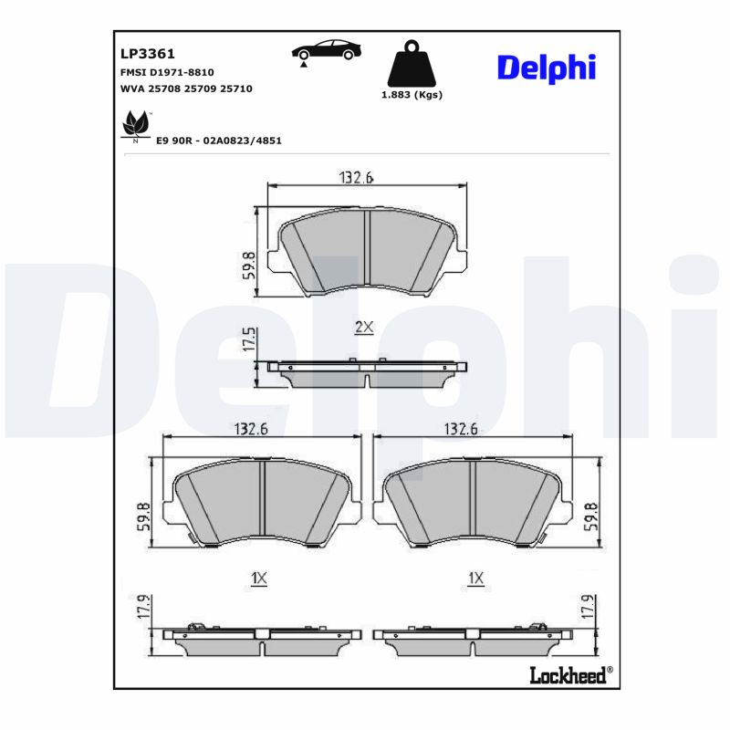 DELPHI Bremseklodser lp3361 for HYUNDAI
