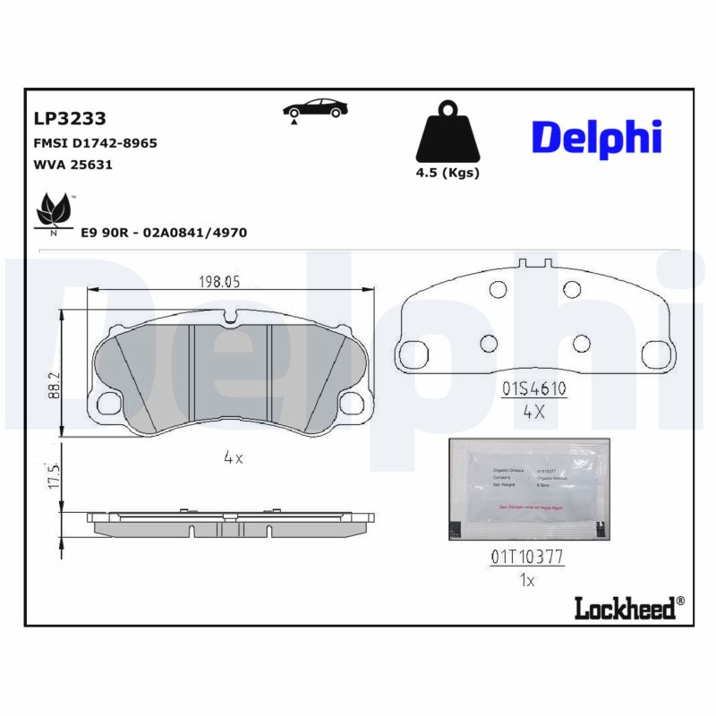 DELPHI Bremseklodser lp3233 for PORSCHE