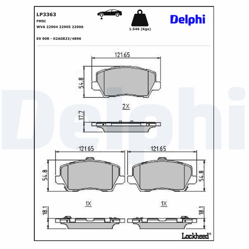 DELPHI Bremseklodser lp3363 for KIA