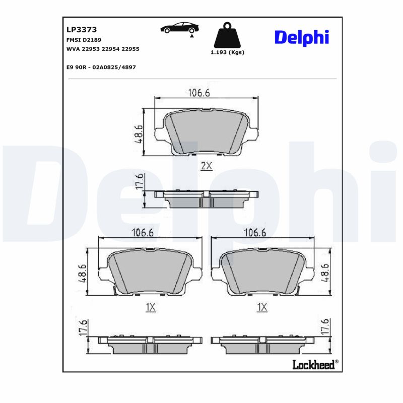DELPHI Bremseklodser lp3373 for VAUXHALL CADILLAC (SGM)