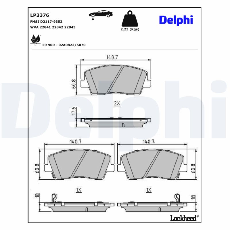 DELPHI Bremseklodser lp3376 for GENESIS