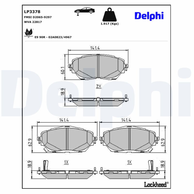 DELPHI Bremseklodser lp3378 for TOYOTA
