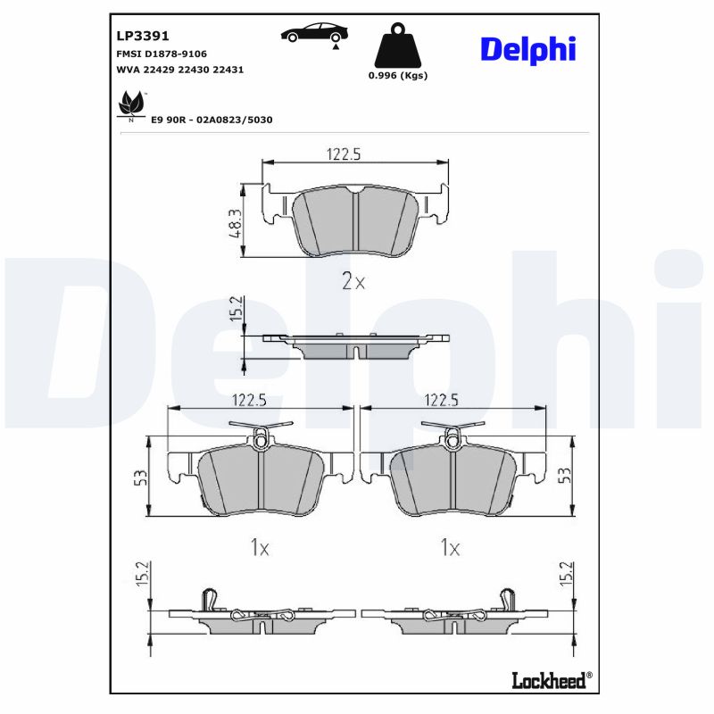 DELPHI Bremseklodser lp3391 for HONDA