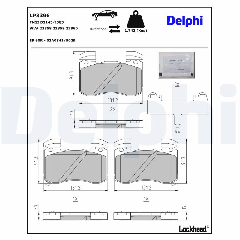 DELPHI Bremseklodser lp3396 for GENESIS