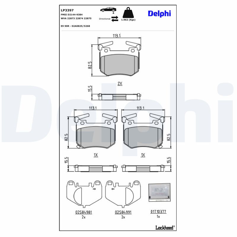 DELPHI Bremseklodser lp3397 for KIA