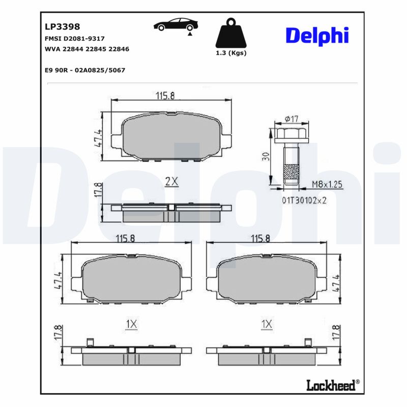 DELPHI Bremseklodser lp3398 for JEEP