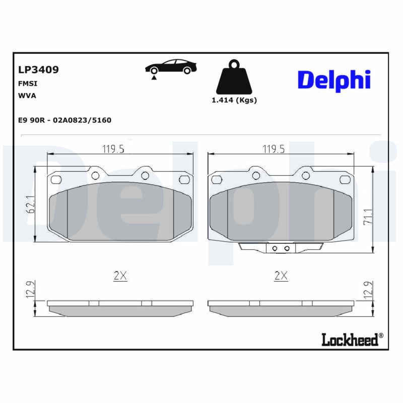 DELPHI Bremseklodser lp3409 for TOYOTA