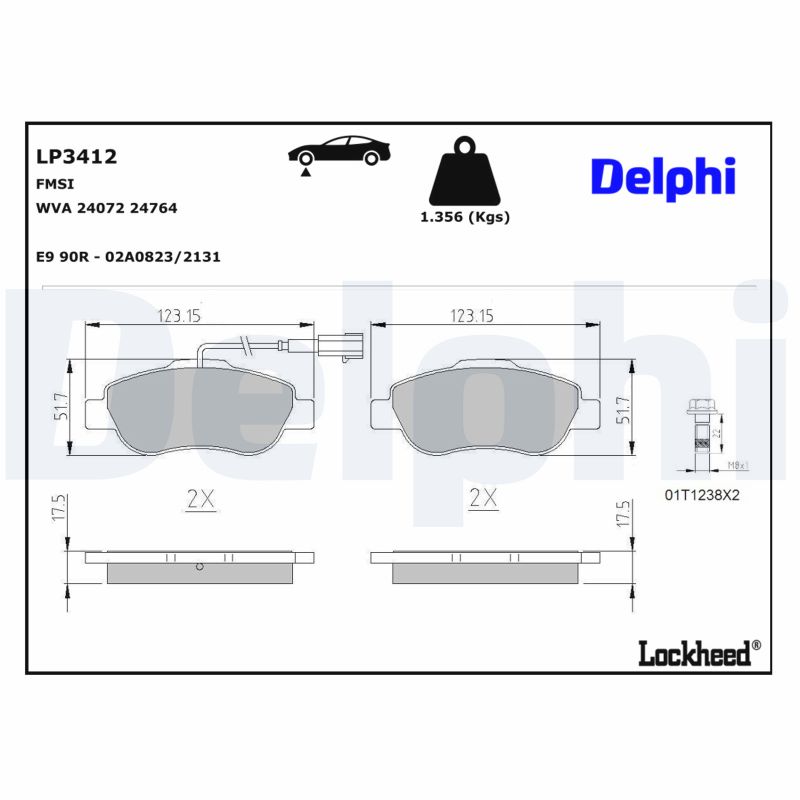 DELPHI Bremseklodser lp3412 for FORD FIAT