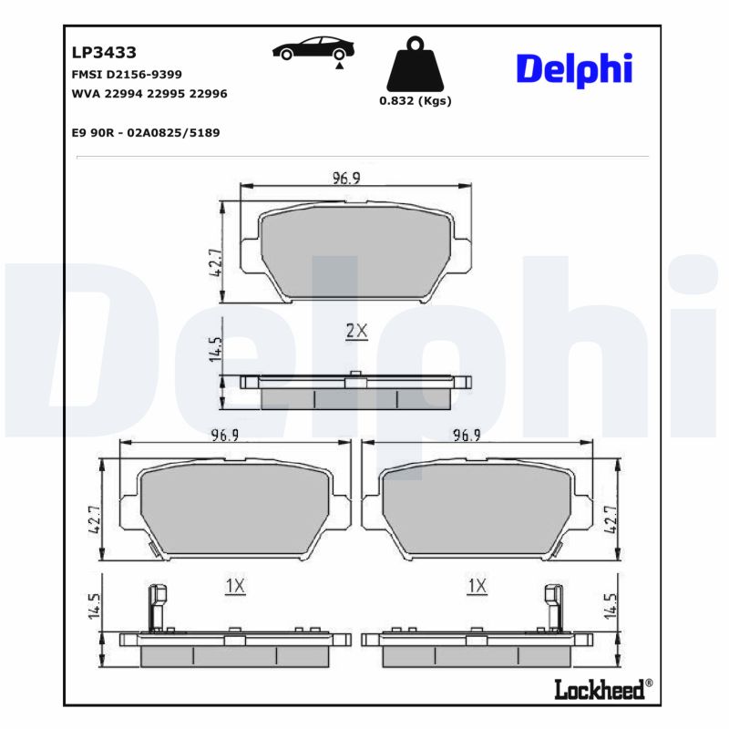 DELPHI Bremseklodser lp3433 for MITSUBISHI