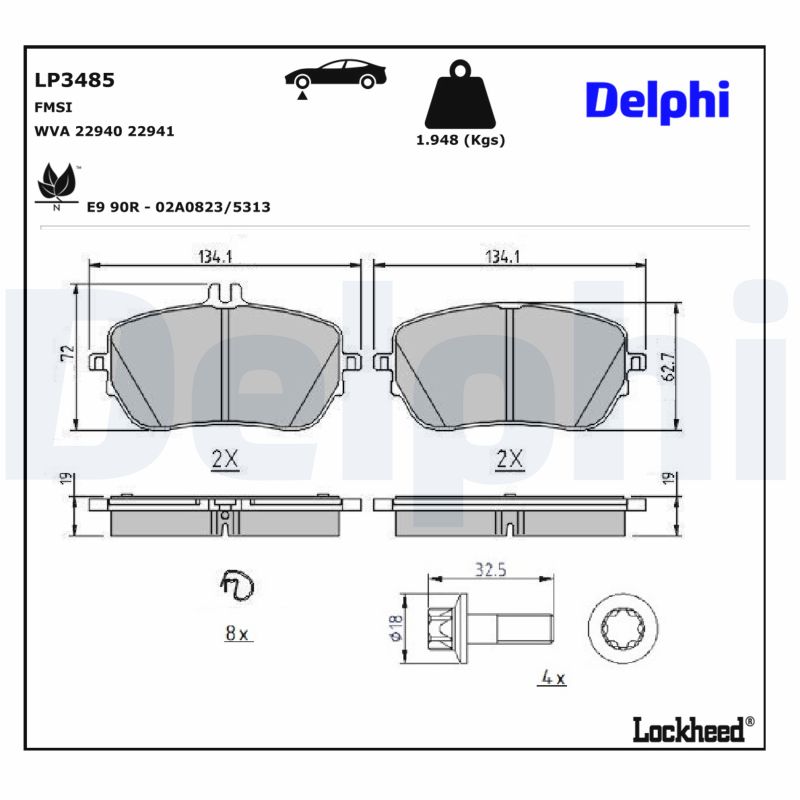 DELPHI Bremseklodser lp3485 for MERCEDES-BENZ BEIJING BENZ (BBDC)