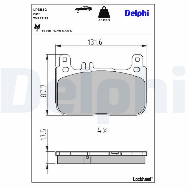 DELPHI Bremseklodser lp3512 for MERCEDES-BENZ BEIJING BENZ (BBDC)
