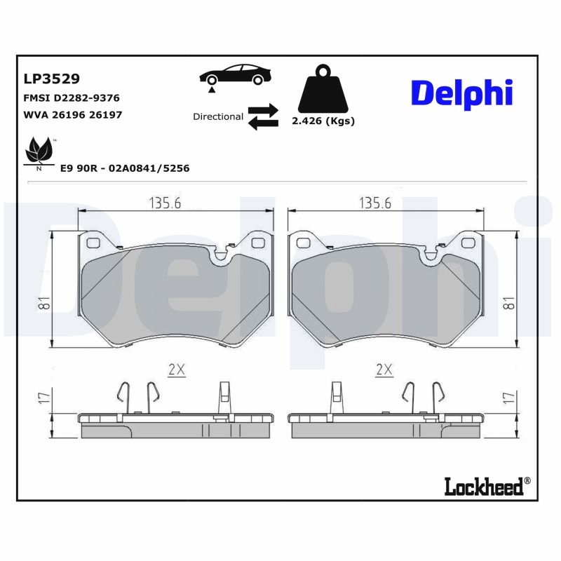 DELPHI Bremseklodser lp3529 for AUDI