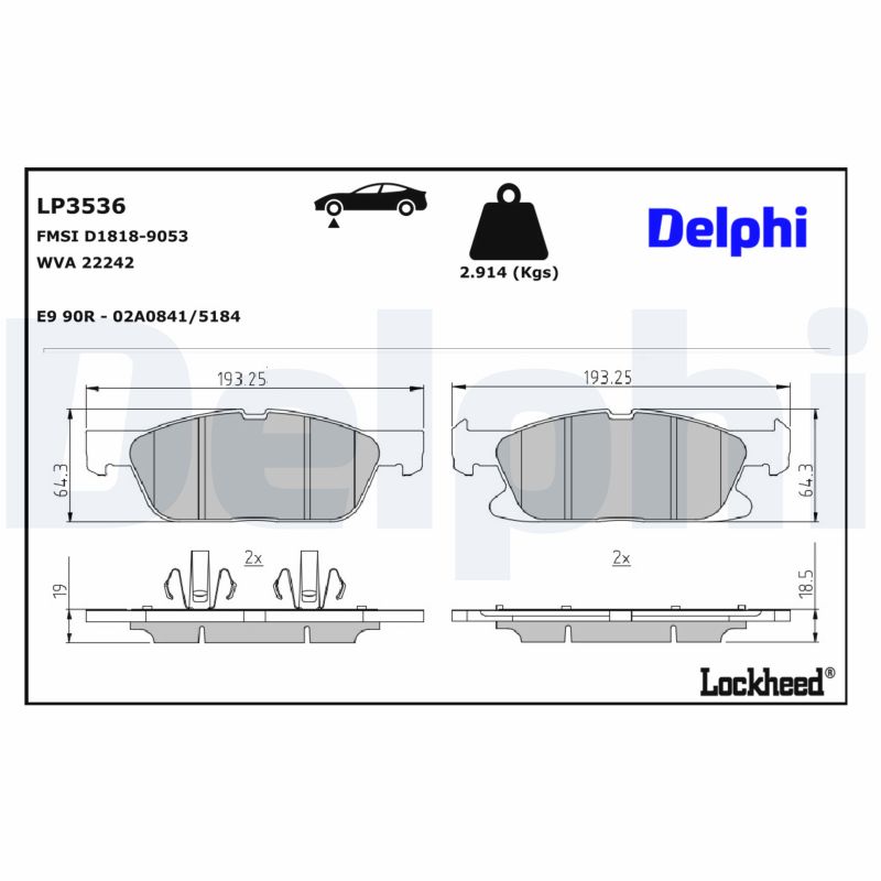 DELPHI Bremseklodser lp3536 for FORD TOYOTA