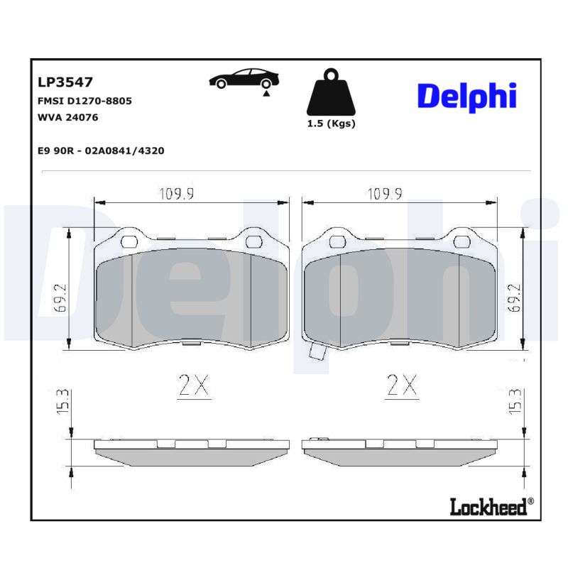 DELPHI Bremseklodser lp3547 for JEEP