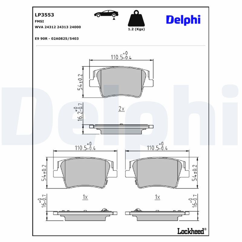 DELPHI Bremseklodser lp3553 for HYUNDAI