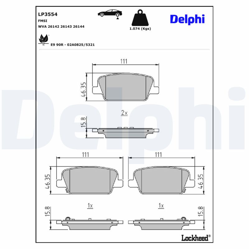 DELPHI Bremseklodser lp3554 for HYUNDAI