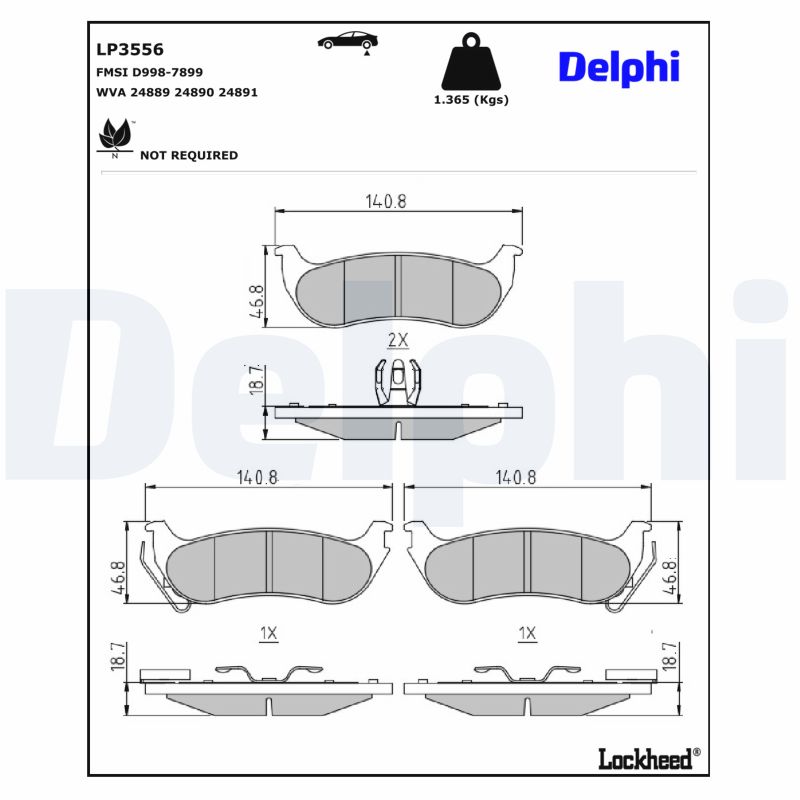 DELPHI Bremseklodser lp3556 for CHRYSLER
