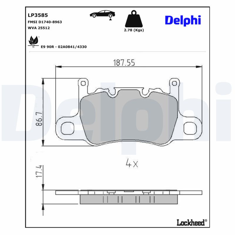 DELPHI Bremseklodser lp3585 for PORSCHE BENTLEY