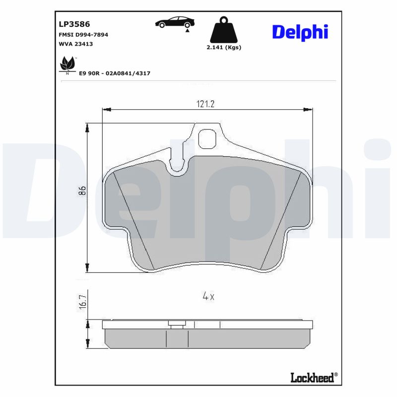 DELPHI Bremseklodser lp3586 for PORSCHE